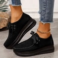 thumbnail image 4 of Rokment Platform Wedge Fashion Sneakers for Women Walking Vintage Casual Suede Lace up Chunky High Heels Spring Fall Comfortable Oxfords Dress Shoes Black Size 6.5, 4 of 6