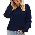 thumbnail image 1 of Bowake Chandails Décontractés d'Automne pour Femmes Col Rond Manches Longues Tricot Creux Chandail Ample Doux Tricoté, 1 of 6