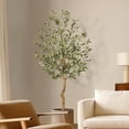 thumbnail image 2 of Artificial Olive Tree 5FT, Tall Fake Olive Trees with Realistic Trunk, Leaves, Fruits, Fake Olive Trees Potted Topiary Tree with Dried Moss for Home Office Living Room Bedroom Stairs Foyer Decor, 2 of 7