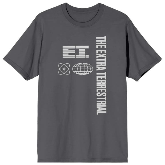 E.T. Bicycle Crossing Moon Crew Neck Short Sleeve Charcoal Women's T-shirt-Medium