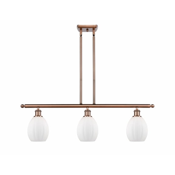 516-3I-AC-G81-Innovations Lighting-Eaton - 3 Light Island In Industrial Style-11 Inches Tall and 36 Inches Wide-Antique Copper Finish-Matte White