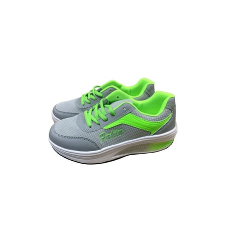 

Fangasis Ladies Athletic Shoes Casual Wedge Sneakers Platform Sneakers Trainers Womens Walking Shoe Sports Non Slip Lace Up Sport Shoes Women Running Shoes Green Mesh Upper 6.5