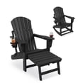 thumbnail image 1 of Chaise Berçante Adirondack Pliante en HDPE avec Ottoman Rétractable et Porte-Gobelet – Chaise de Patio Extérieure Résistante aux Intempéries pour Terrasse, Véranda, 1 of 7