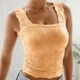 thumbnail image 5 of Gyexs Cropped Tank Tops for Women Square Neck Wide Straps Crop Tank Tops Backless Lettuce Trim Slim Fit Camisole Tank Tops (Orange, S), 5 of 5