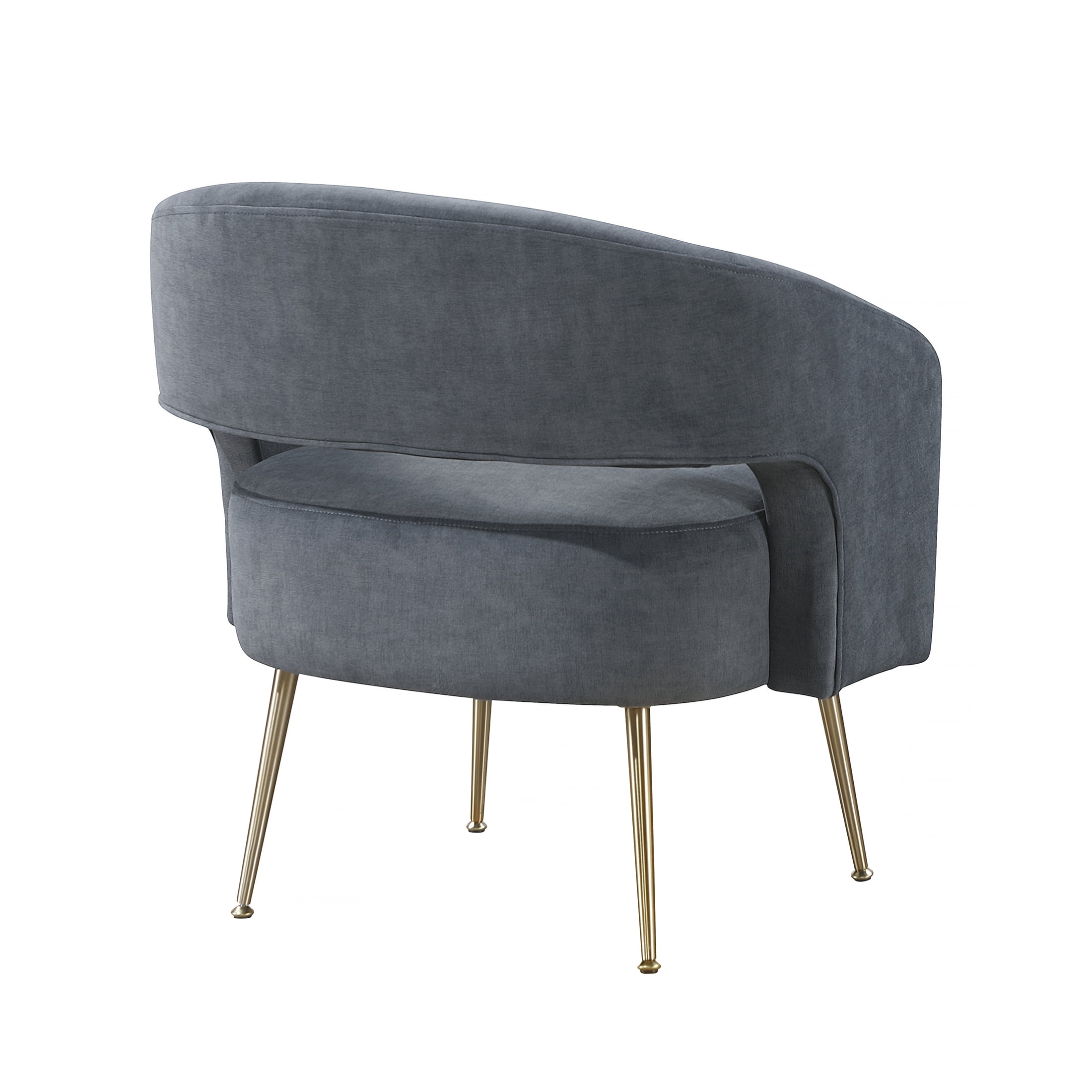 OakvillePark Arcluna Velvet Accent Chair with Metal Legs, Dark Gray