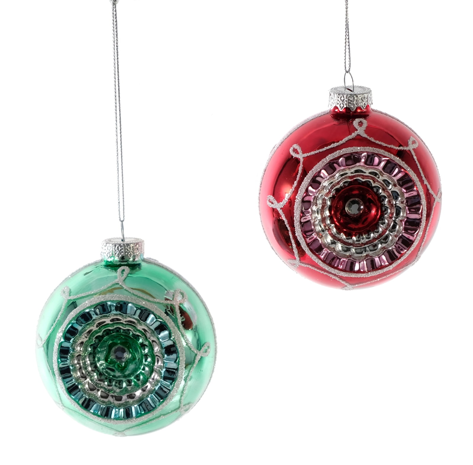 Katherine's Retro Inspired Reflector Christmas Holiday Ornaments Set of