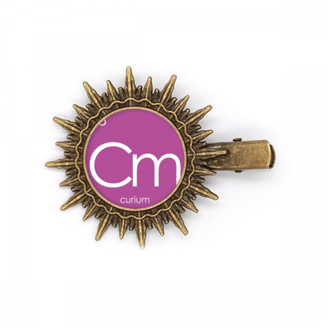 Chestry Elements Period Table Actinide Curium Hairpin Sun Headwear Retro Metal Clips Pin