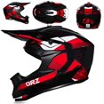 thumbnail image 1 of Men's Red Motorcycle Helmet for Racing Off-Road All Seasons Safety Gear Comfort Fit-3S, 1 of 8