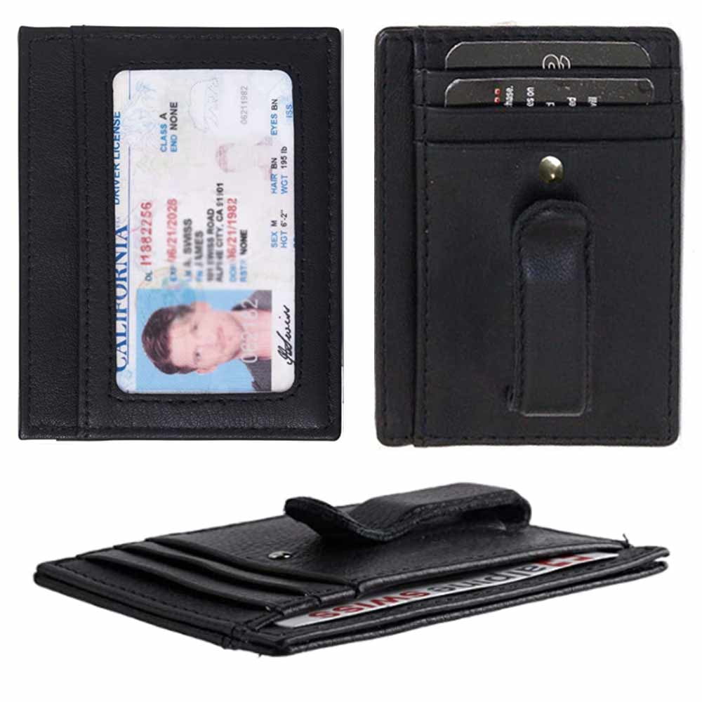 Mens Leather Wallet Money Clip Credit Card ID Holder Front Pocket Thin Slim NEW 