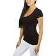 thumbnail image 4 of ToBeInStyle Women's Slim Fit Scoop Neck Short Sleeve Longline Tee, 4 of 5