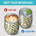 thumbnail image 4 of 12oz Stemless Wine Tumblers Yellow Leopard Print Pattern Vacuum Insulated Stainless Steel Travel Tumbler Cups Mug with Lid and Straw for Champaign,Cocktail,Beer with Cleaning Brush, 4 of 5