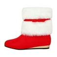 thumbnail image 3 of Sentmoon Bottines pour Femmes Bottes Femmes à la Mode et Décontractées Polyvalentes Tendance et Cool Rouge Mignon Nœud Semelle Plate Manches Courtes Chaudes d'Hiver Bottes de Neige, 3 of 10