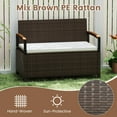 thumbnail image 5 of Gymax Outdoor Storage Bench w/Cushion Backrest & Acacia Wood Armrests Hidden Storage, 5 of 10