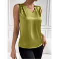 thumbnail image 7 of CHUMUD Womens Satin Tank Tops V Neck Pleated Sleeveless Business Casual Outfit Summer Dressy Work Blouse, 7 of 7