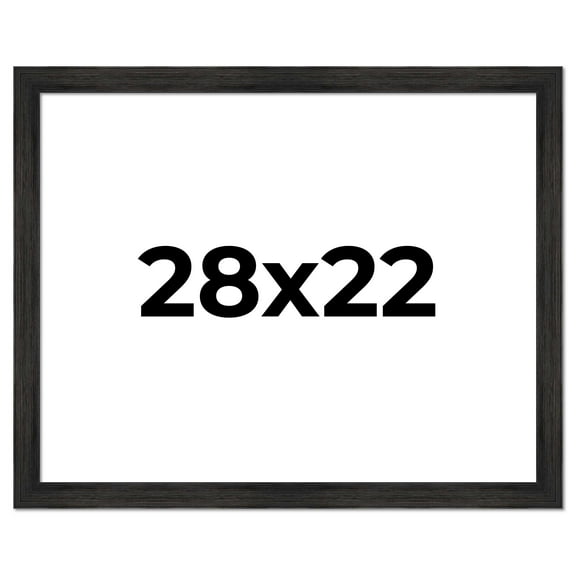 28x22 Distressed/Aged Black Complete Wood Picture Frame with UV Acrylic, Foam Board Backing, & Hardware