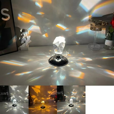 

Kristal Nachtlampje Schaduwen Diamant Tafellamp Met Afstandsbediening Nachtkastje Licht Romantische Projector Luxe Sfeer Lamp Gift