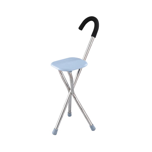 Silla plegable tipo muleta con asiento, capacidad de 260 kg, antideslizante, 3 patas, plegable y portátil. gris cuadrado
