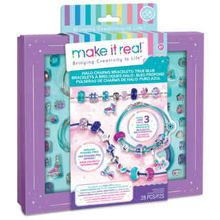 Make It Real: Halo Charms 2-in-1 True Blue & Think Pink DIY Jewelry Kit -  Create 6 Bracelets, 56 Pieces, Tweens & Girls Ages 8+ 