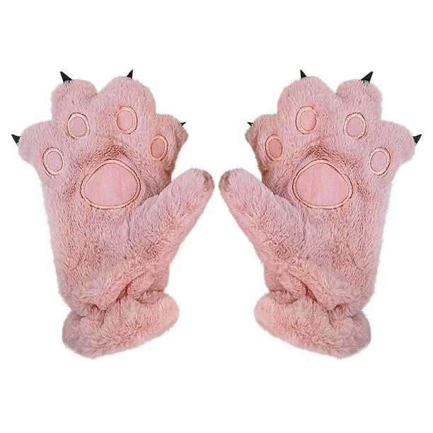 Pisexur Batería de cocina Guantes con forma de pata de animal, con garra de oso y palma, de peluche y dedos completos para proteger del frío y el calor. para la cocina del hogar