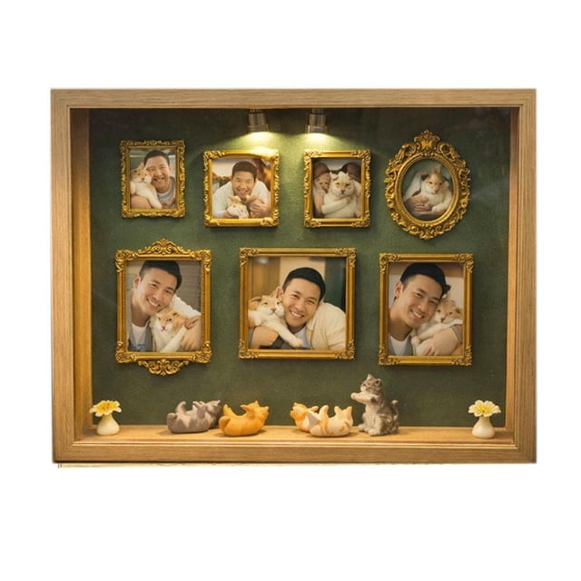 DIY Mini Museum Silhouette Box with LED Lights, Cat Theme, Creative Memory Display Kit, Home Decor Gift
