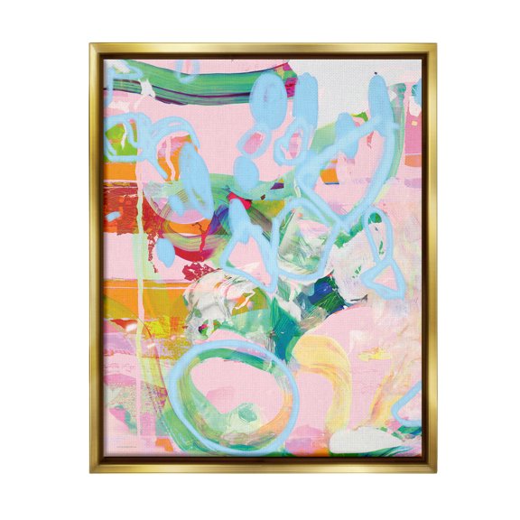 Stupell Industries Pastel Abstract Expression Abstract Painting Gold Floater Framed Canvas Art Print Wall Art, 25 x 31