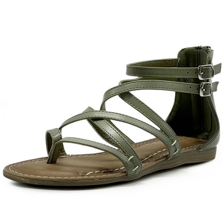 

Ollio Women s Shoes Gladiator Strap Flat Zori Sandal M1052