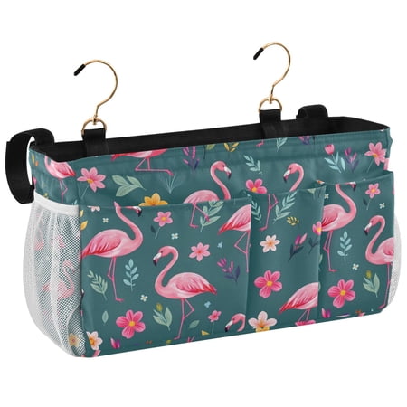 Ryvnso Bedside Caddy Flowers Flamingo Leaves Bedside Storage Bag Hanging Organizer