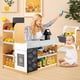 thumbnail image 4 of Costway Juego de Tienda de Comestibles para Jugar de Madera Puesto de Mercado para Niños con Carrito de Compras 2 Pizarras y Caja Registradora, 4 of 9