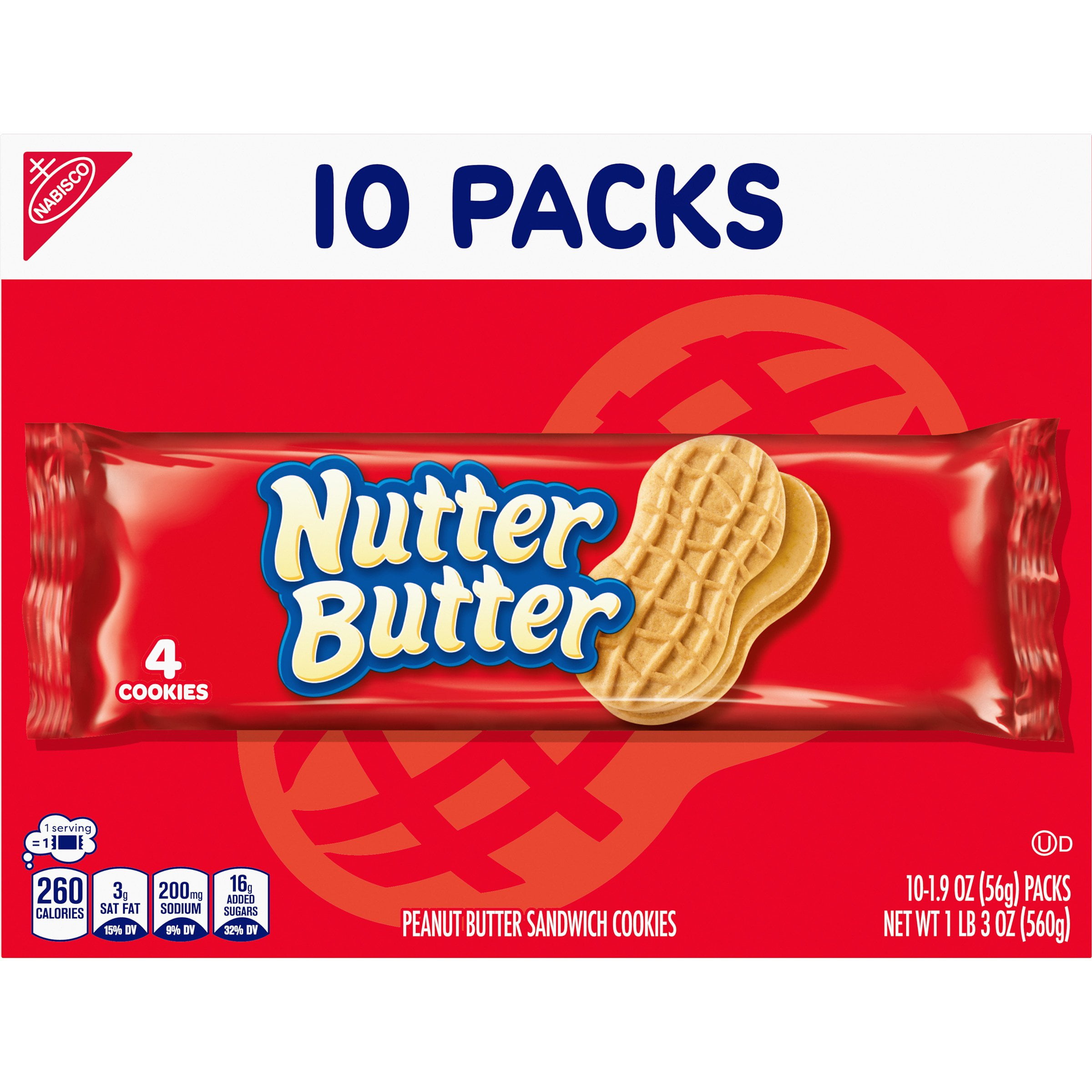 Pack of 2 Nutter Butter Peanut Butter Sandwich Cookies, 10 ct (Package May Vary)