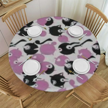 Little Baby Sloth Print Round Fitted Stretch Tablecloth Fitted Table Covers for Dining Picnic Patio