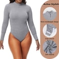 thumbnail image 3 of ANYFIT WEAR Women's Mock Turtle Neck Fleece Lined Zip Up Thong Bodysuit Long Sleeve Shirt Going Out Tops for Cold Weather, 3 of 6