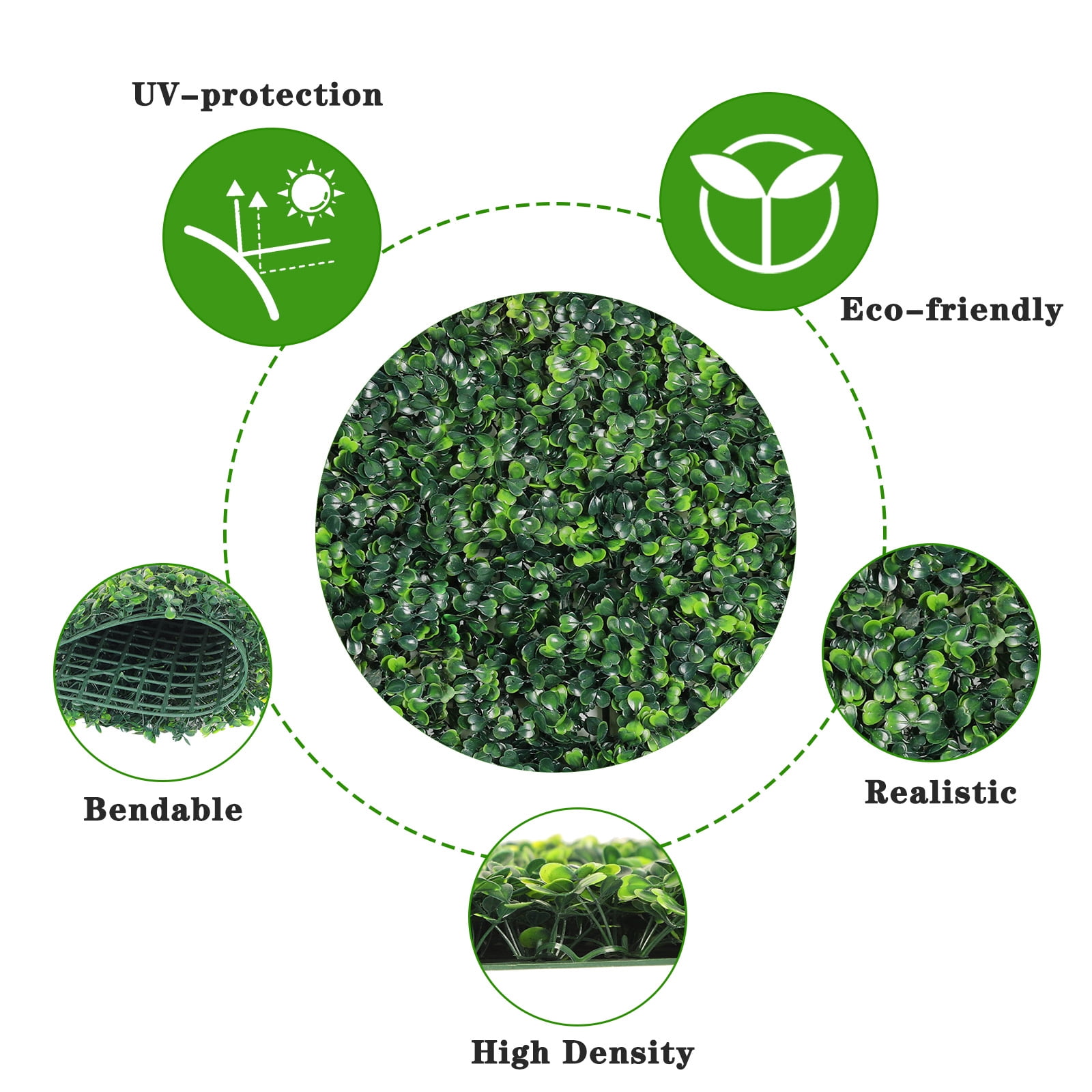 2-Layer Grass Wall Panels, 20"x 20"(10pcs) Artificial Green Wall Panel Backdrop Greenery Wall