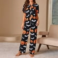 thumbnail image 7 of Womens Pajama Sets Cozy Nights Halloween Stylish Cardigan Print Short Sleeve Shirt Long Pants Comfortable Sleepwear Loungewear Nightwear Nightclothes Homewear, 7 of 7