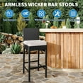 thumbnail image 5 of Outdoor Bar Stools Set of 2,Outdoor Rattan Bar Height Stool Set Armless for Backyard,Garden,Pool,Balcony and Deck, 5 of 7