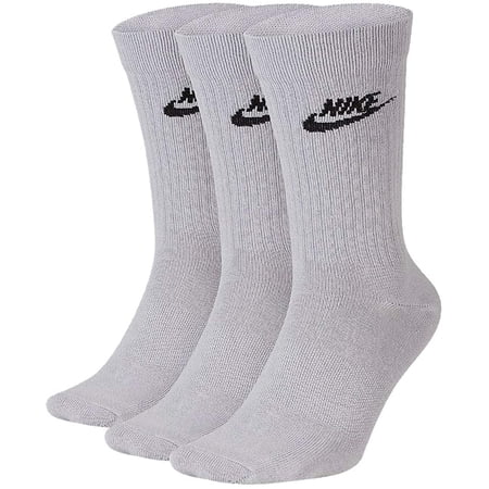 Men's 3 Pairs Crew Socks Sillver Gray Black Color Plain Casual Daily