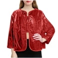thumbnail image 2 of Vmvidoty Girls Shiny Party Long Sleeve Lightweight Zipper Metallic Jacket Red 4-5 Years, 2 of 6