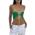 thumbnail image 3 of Biekopu Women's Summer Knitted Tubular Top,Strapless Back Tie up and Sleeveless Slim Fitting Open Navel Vest, Casual Wear， S/M/L, 3 of 8