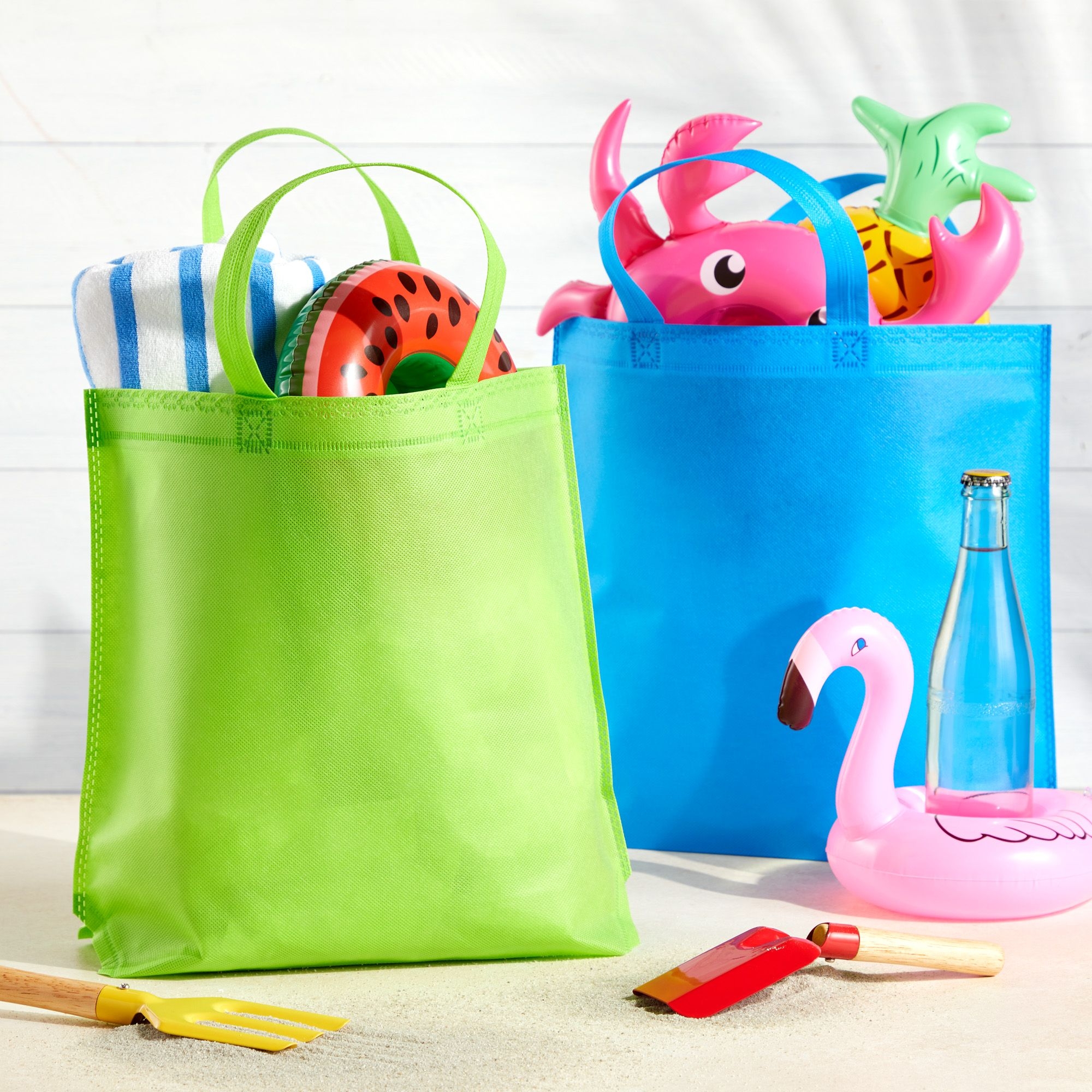 Foldable Reusable Shopping Bags - Non-Woven Fabric Grocery Tote With Shoulder Straps