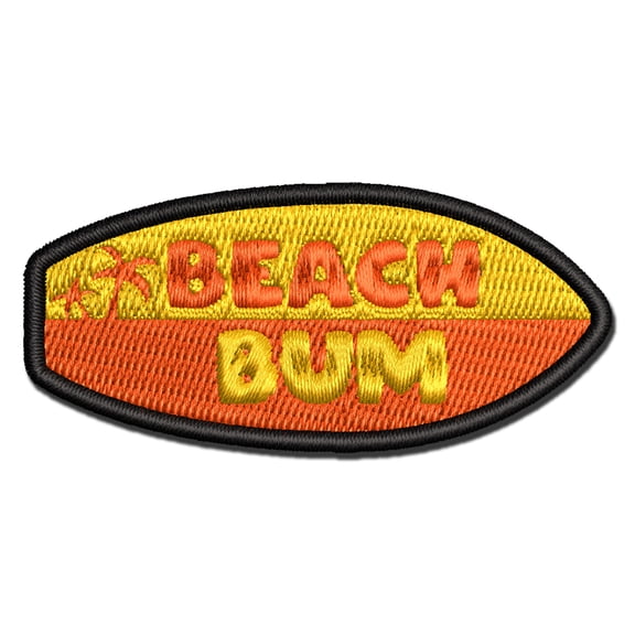 Beach Bum Surfboard Surfer Applique Multi-Color Embroidered Iron-On Patch - 2.5 Inch Small