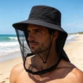 thumbnail image 4 of Fisherman Hat with Netting, Lightweight Sun-Protective Hat, for Outdoor Fishing Hiking Camping, for Men & Women, Black, 4 of 5