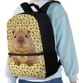 thumbnail image 4 of Uourmeti Guinea Pig & Sunflower Print Smooth Zippers Daypack for Travel Work, Soft Adjustable Comfort Straps Backpack Durable School Backpack, 4 of 6