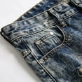 thumbnail image 4 of JINMGG Men Pants Clearance Men's High-end Stretch Nostalgic Frayed Slim-fit Jeans Blue L(32), 4 of 8