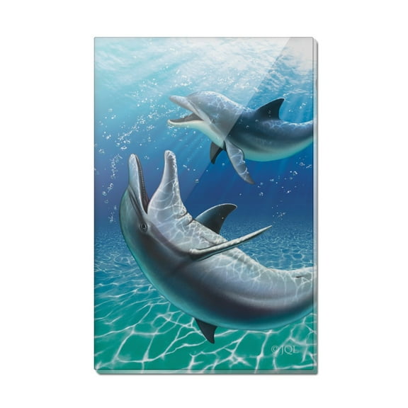 Dolphin and Baby Having Fun Ocean Rectangle Acrylic Fridge Refrigerator Magnet