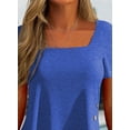 thumbnail image 3 of Asyoly Womens Tops Summer Short Sleeve Square Neck Blouse Casual Tunic Tops Loose Fit T Shirts, 3 of 5