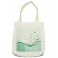 thumbnail image 1 of Turquoise Tote Bag, Illustration Floral Victorian Style Curvy Lines Wave Butterfly Design, Cloth Linen Reusable Bag for Shopping Books Beach and More, 16.5" X 14", Cream, by Ambesonne, 1 of 2