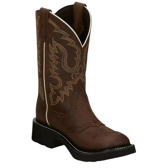 Justin Women's Inji Western Boot Round Toe Distressed Brown 5 1/2 M  US
