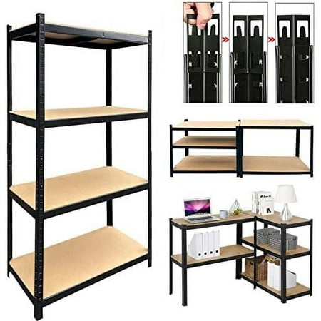 

5 Tier Shelve Heavy Duty Metal Shelving Units Bolt-free Assembly 80H x 40W x 20D inch Adjustable Utility Steel Rack with MDF Boards for Garage Kitchen Bedroom (Black)