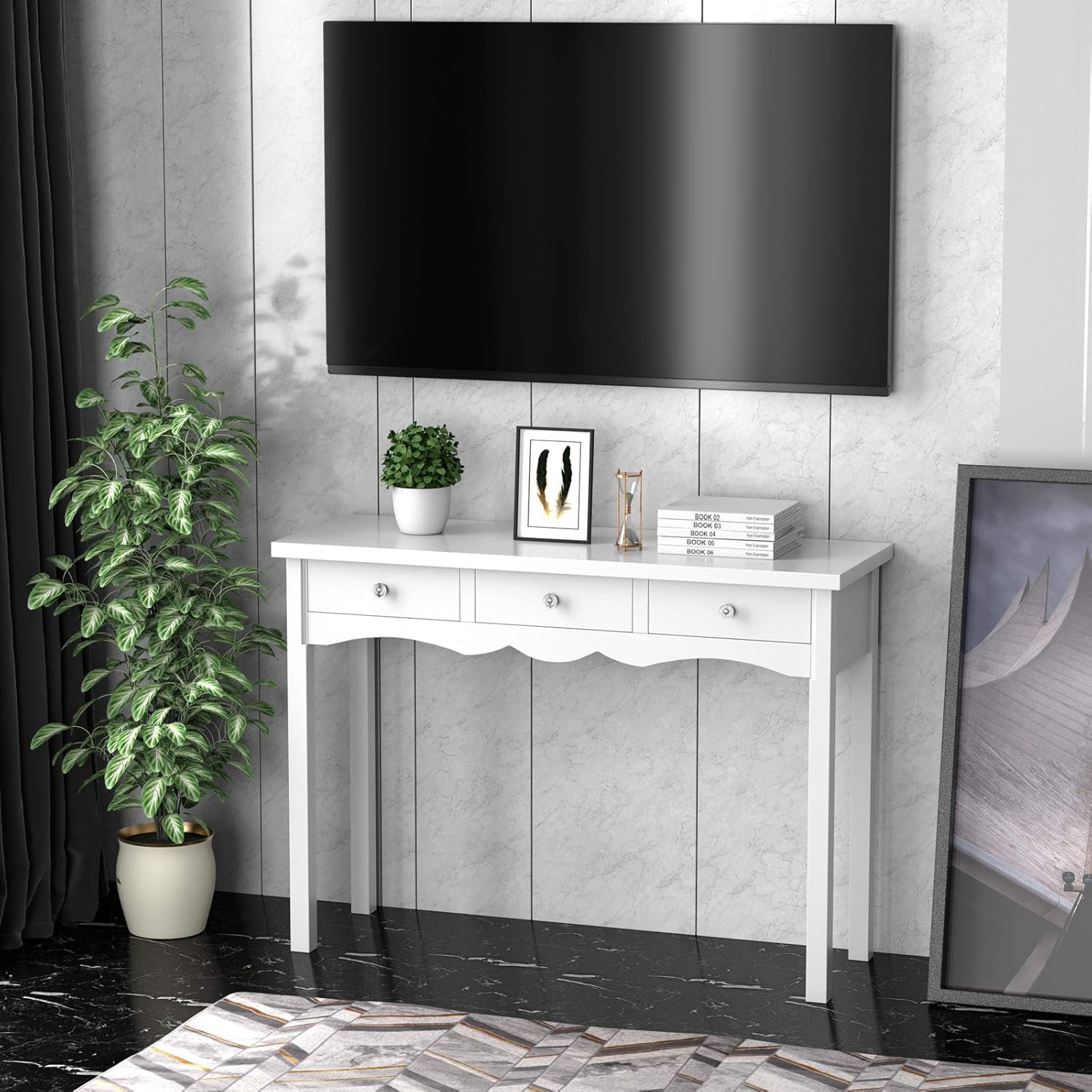 CRXX Console Table W/3 Drawers for Living Room, Bedroom, Entryway Multifunctional Usage Accent Hall Table Desk