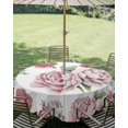 thumbnail image 3 of Outdoor Tablecloth with Umbrella Hole Zipper Pink Floral Round Tablecloth 60" Waterproof Outside Table Cloth Spring Summer Modern Flower Leaf Patio Table Cover Tablecloths for Picnic Party, 3 of 8