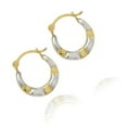 thumbnail image 3 of JewelStop 14K Yellow White Gold Round Tubular Hoop Earrings, 3 of 5
